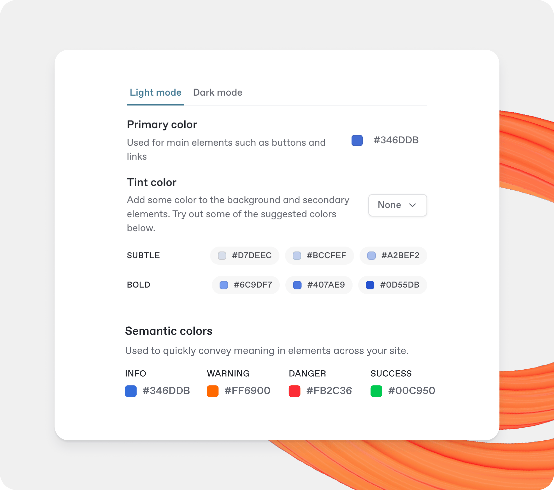 A GitBook screenshot showing color customization
